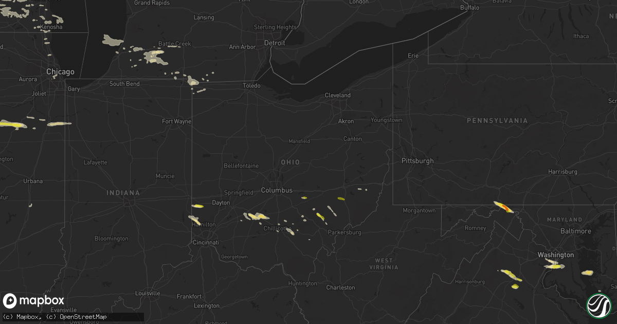 Hail map in Ohio on May 13, 2018
