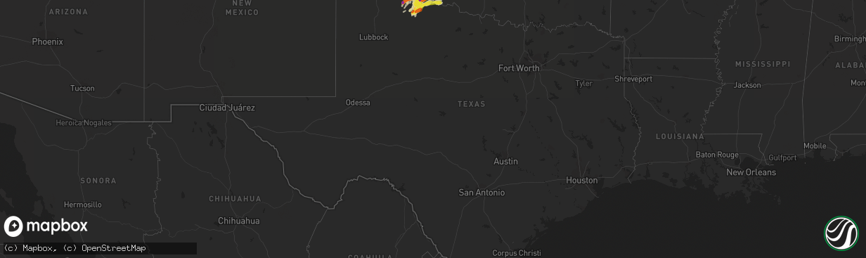 Hail map in Texas on May 13, 2018