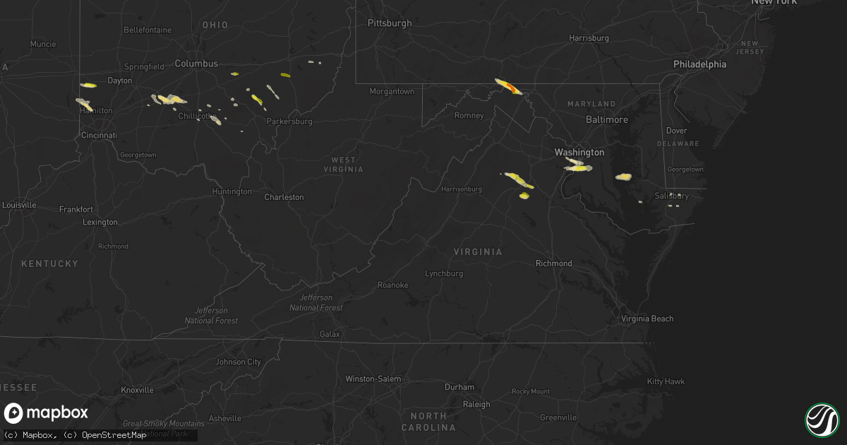Hail map in Virginia on May 13, 2018