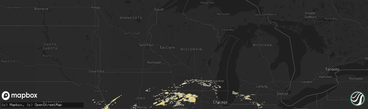 Hail map in Wisconsin on May 13, 2018