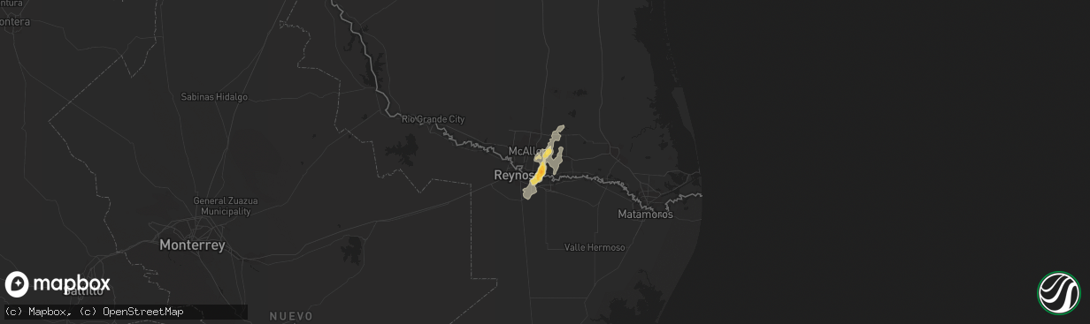 Hail map in Alamo, TX on May 13, 2019