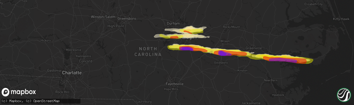 Hail map in Fuquay Varina, NC on May 13, 2019