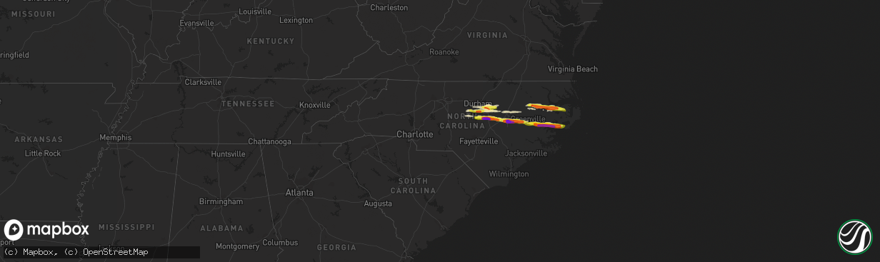 Hail map in North Carolina on May 13, 2019