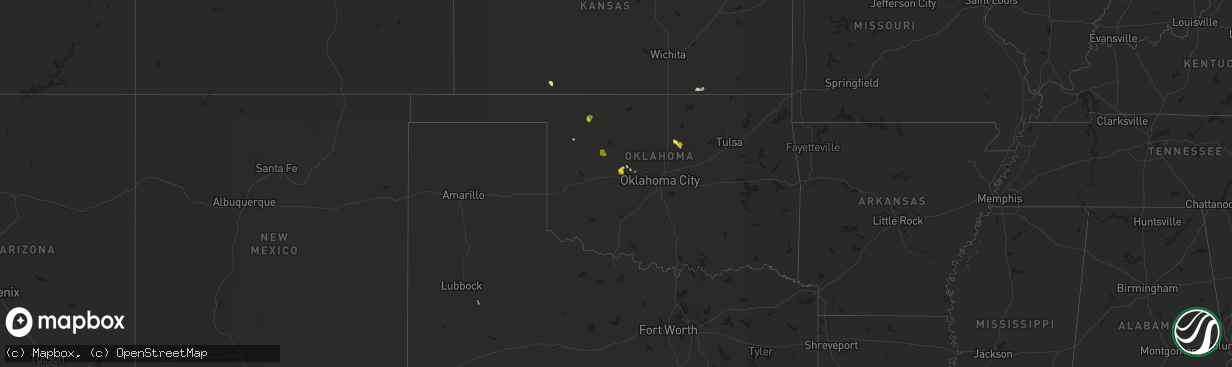 Hail map in Oklahoma on May 13, 2019