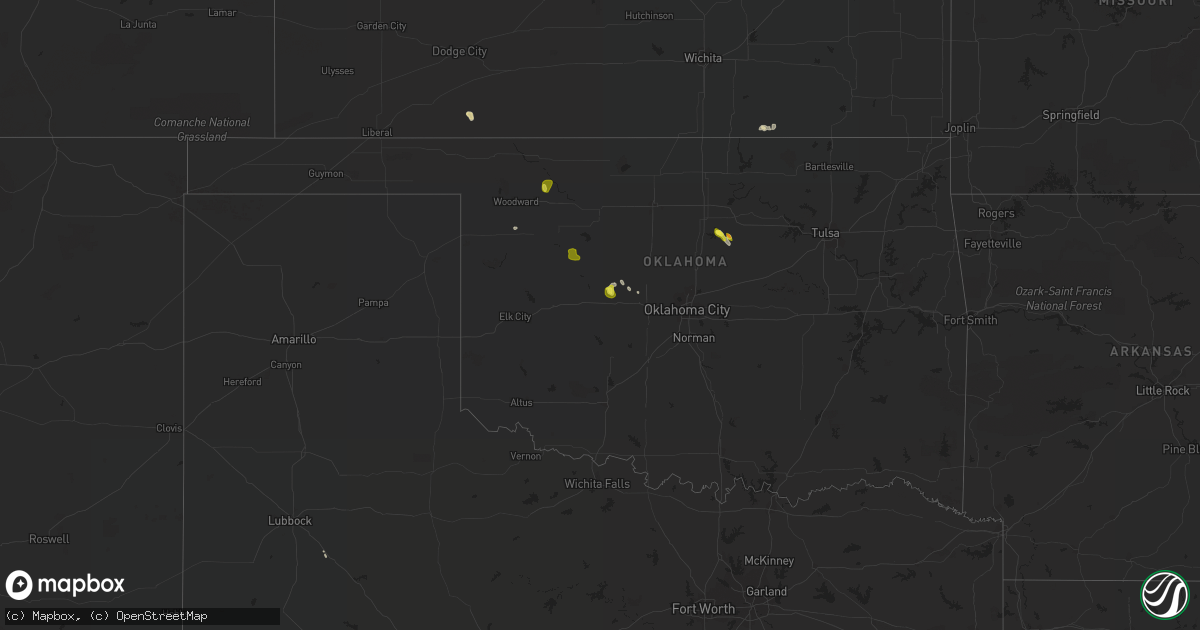 Hail map in Oklahoma on May 13, 2019