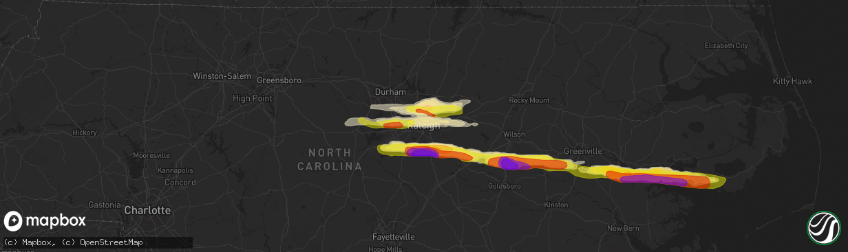 Hail map in Raleigh, NC on May 13, 2019