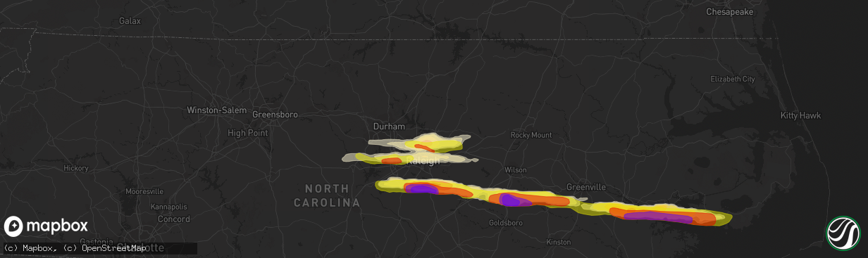 Hail map in Wake Forest, NC on May 13, 2019