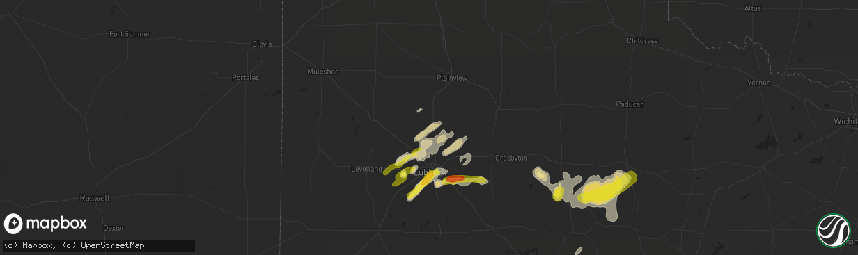 Hail map in Abernathy, TX on May 13, 2020