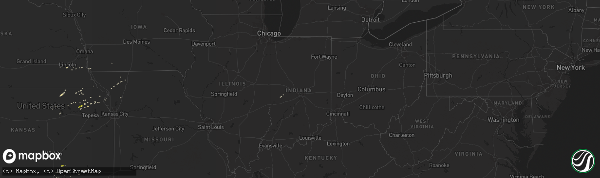 Hail map in Indiana on May 13, 2020