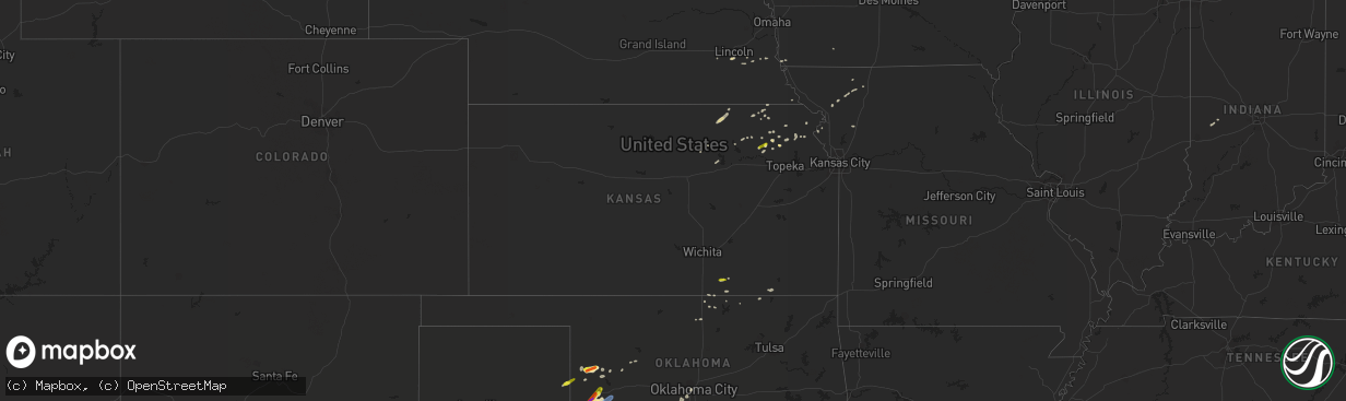 Hail map in Kansas on May 13, 2020