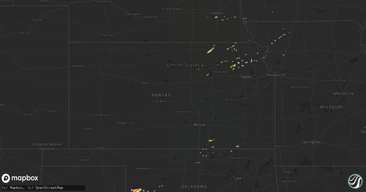 Hail map in Kansas on May 13, 2020