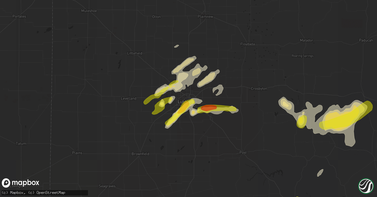 Hail map in Lubbock, TX on May 13, 2020