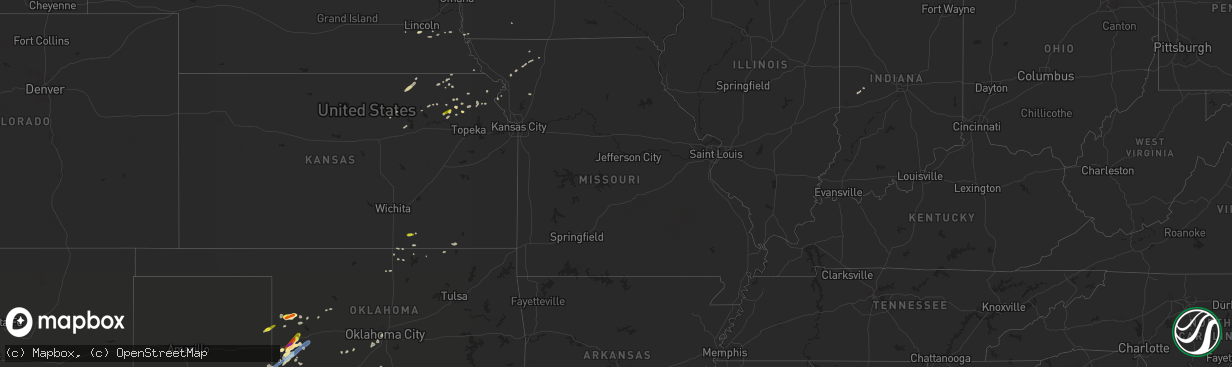 Hail map in Missouri on May 13, 2020