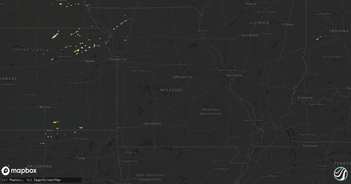 Hail map in Missouri on May 13, 2020