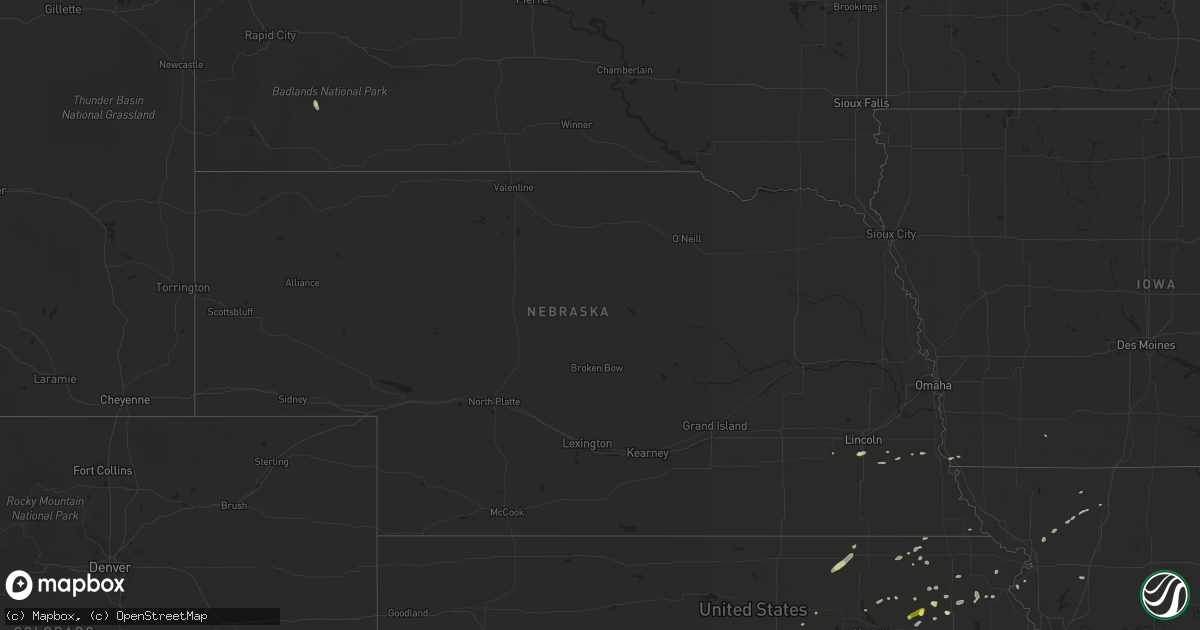 Hail map in Nebraska on May 13, 2020