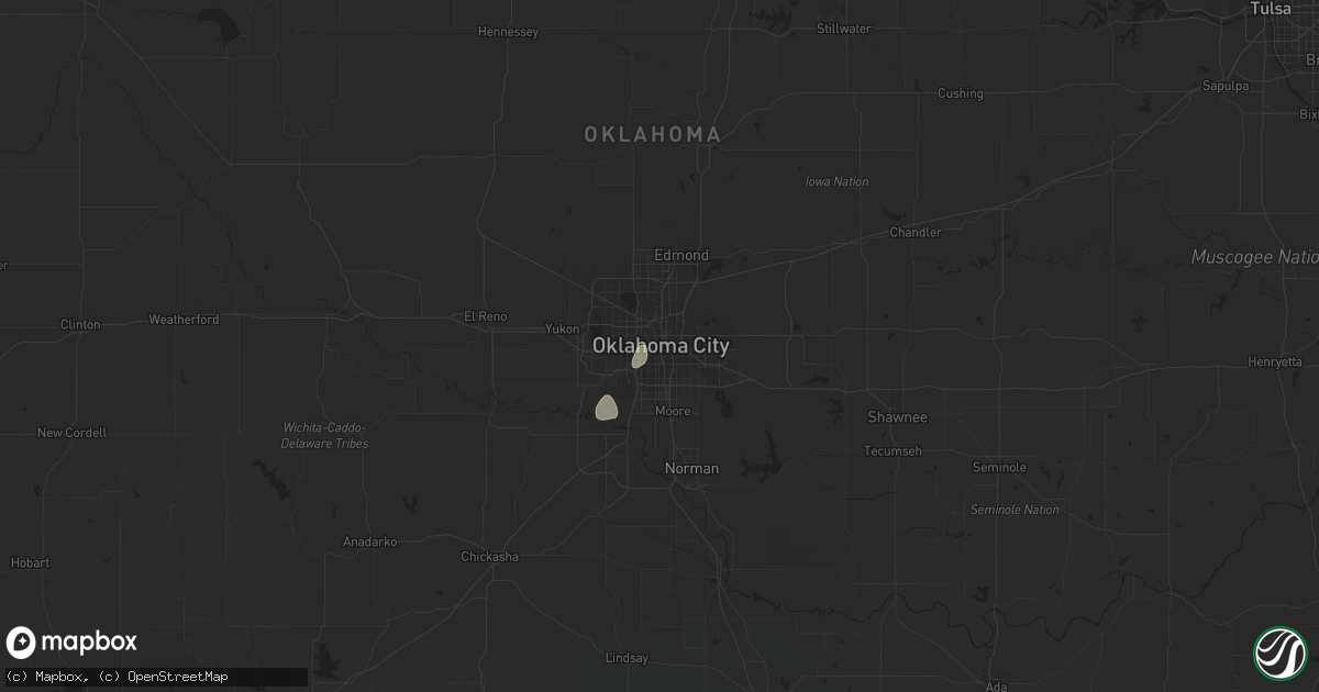 Hail map in Oklahoma City, OK on May 13, 2020