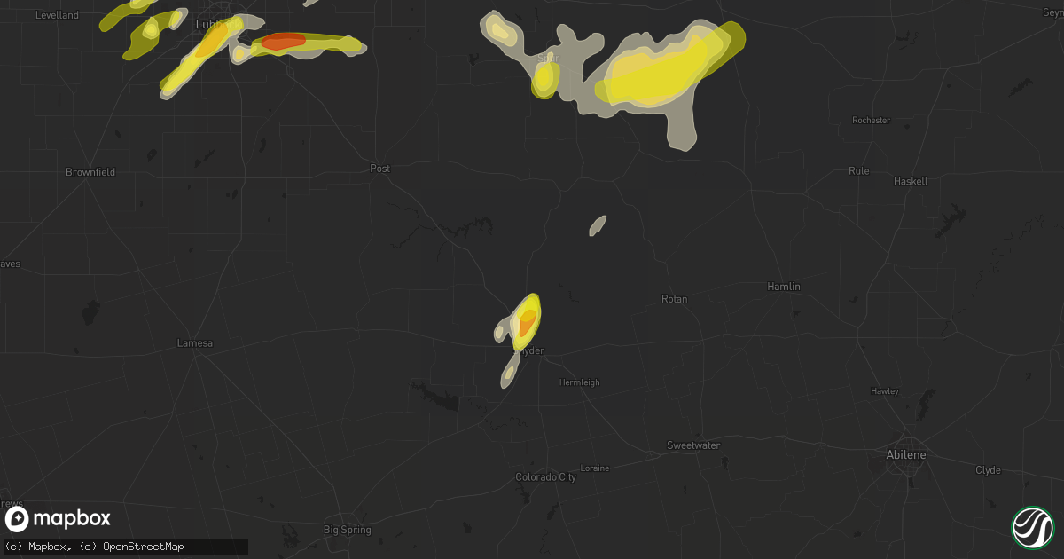 Hail map in Snyder, TX on May 13, 2020