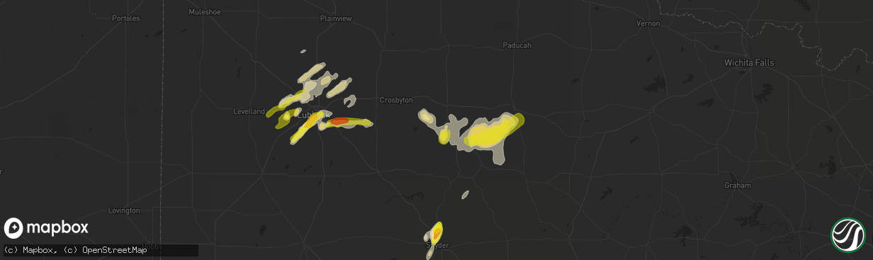 Hail map in Spur, TX on May 13, 2020