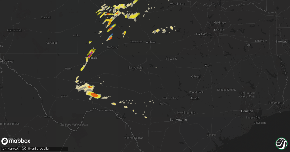 Hail map in Texas on May 13, 2020