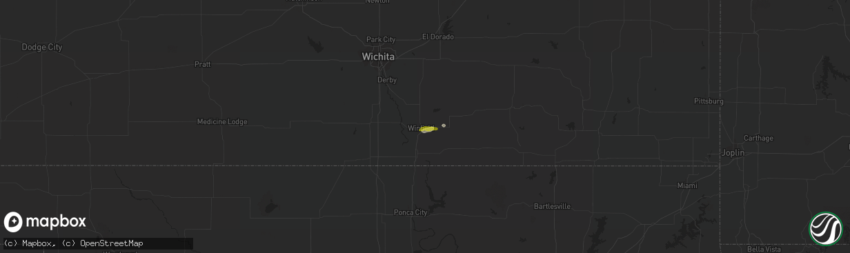 Hail map in Winfield, KS on May 13, 2020