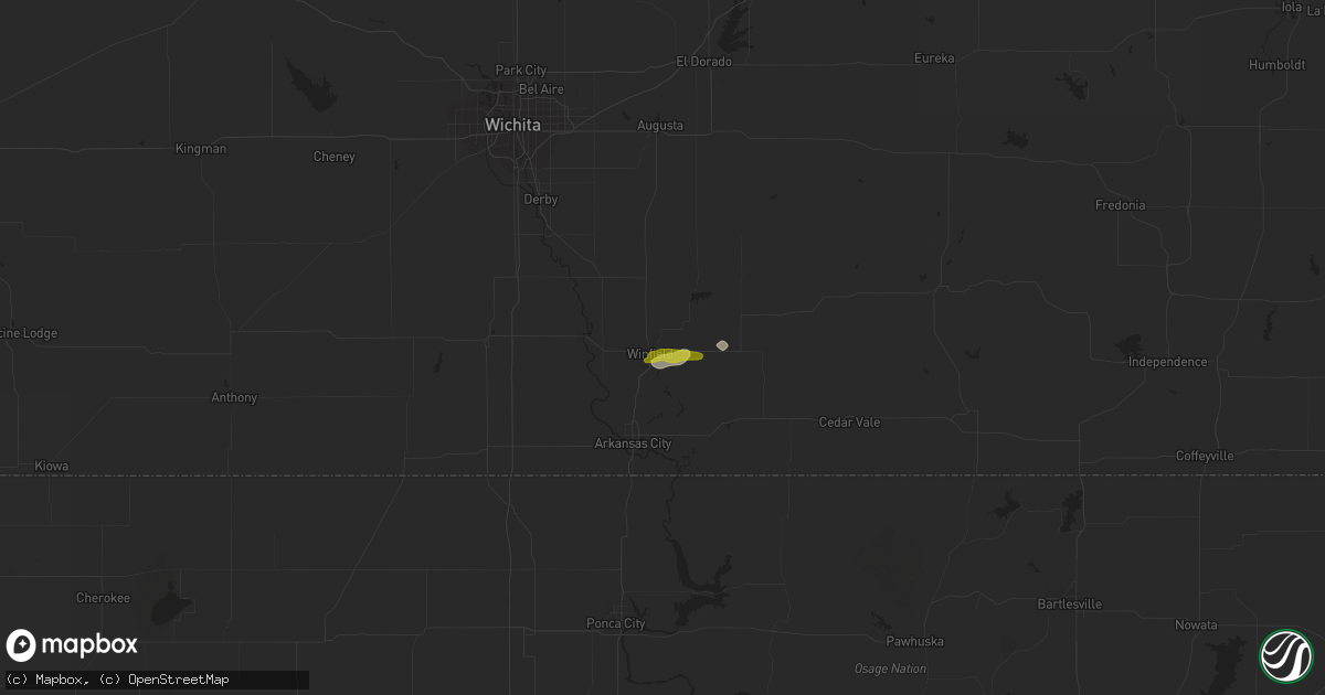 Hail map in Winfield, KS on May 13, 2020