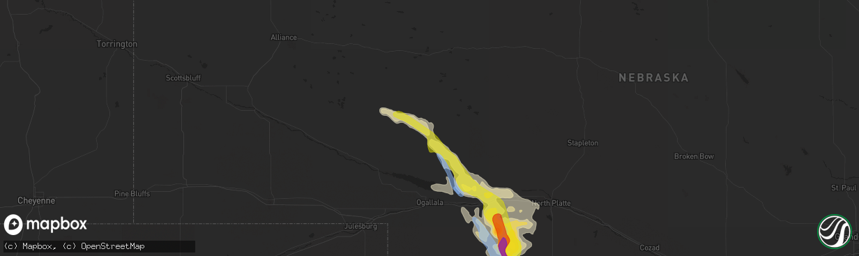 Hail map in Arthur, NE on May 13, 2021