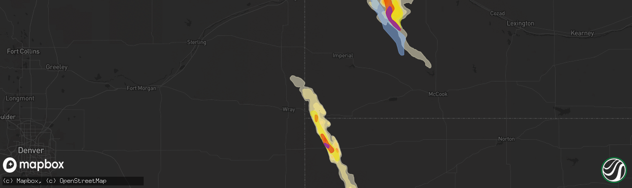 Hail map in Haigler, NE on May 13, 2021