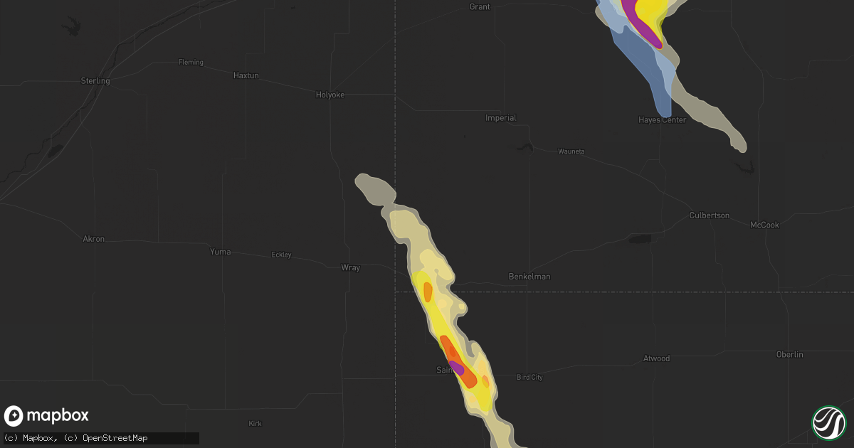 Hail map in Haigler, NE on May 13, 2021
