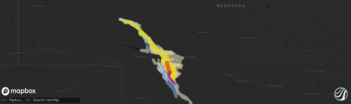 Hail map in Hershey, NE on May 13, 2021