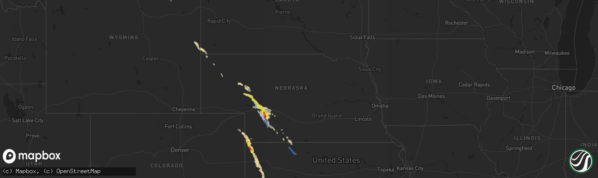 Hail map in Nebraska on May 13, 2021