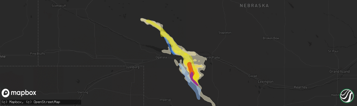 Hail map in Paxton, NE on May 13, 2021