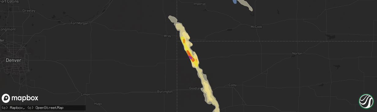 Hail map in Saint Francis, KS on May 13, 2021