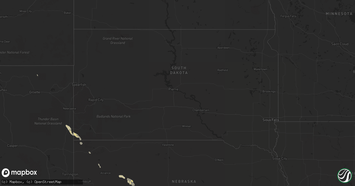 Hail map in South Dakota on May 13, 2021