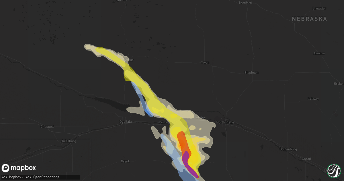 Hail map in Sutherland, NE on May 13, 2021