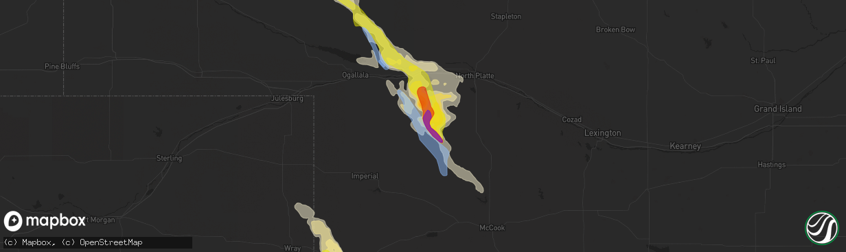 Hail map in Wallace, NE on May 13, 2021