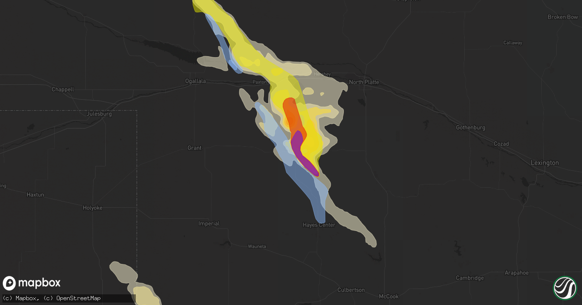 Hail map in Wallace, NE on May 13, 2021