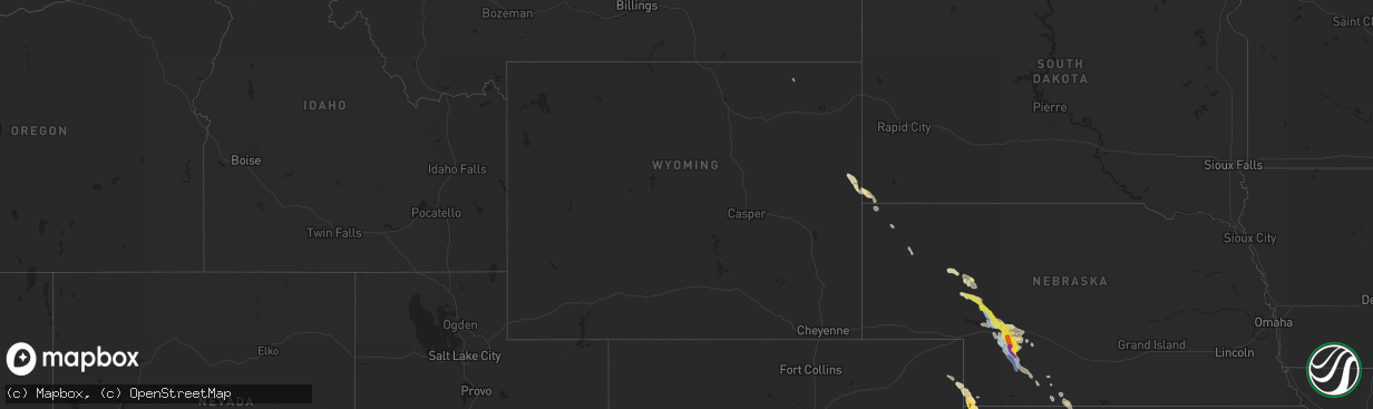 Hail map in Wyoming on May 13, 2021