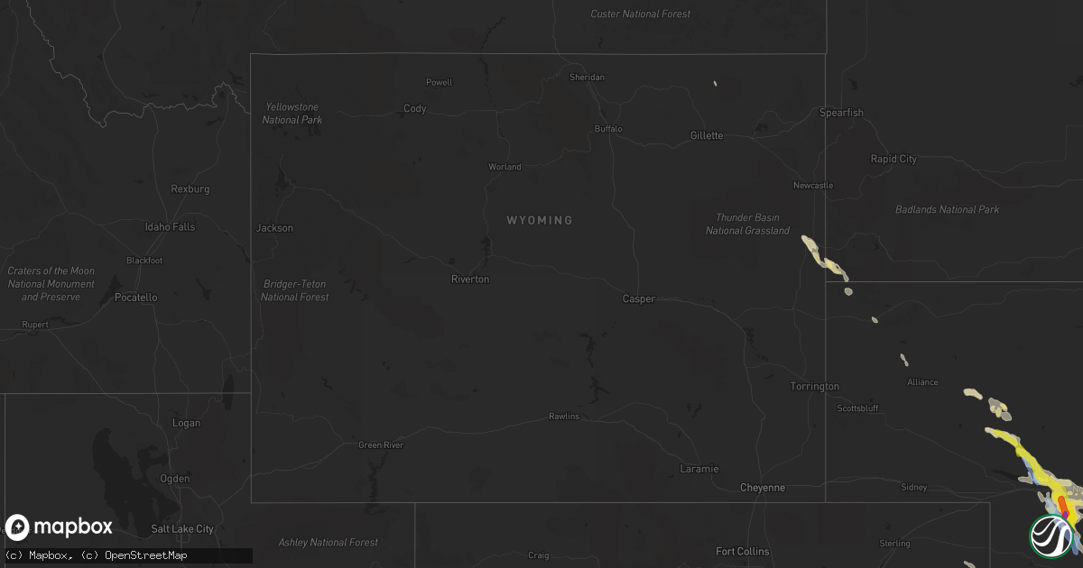 Hail map in Wyoming on May 13, 2021