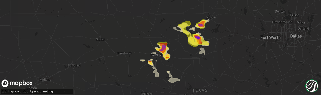 Hail map in Abilene, TX on May 13, 2022