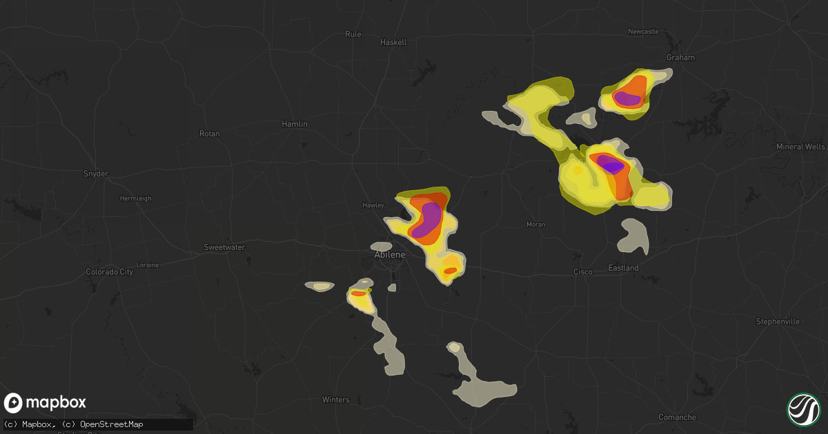 Hail map in Abilene, TX on May 13, 2022