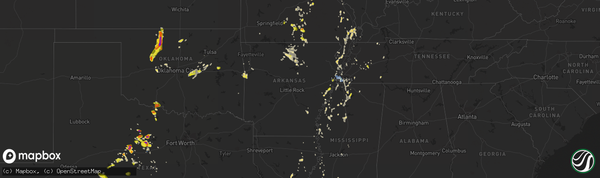 Hail map in Arkansas on May 13, 2022