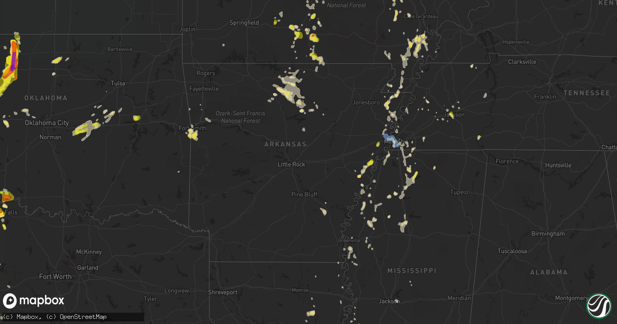 Hail map in Arkansas on May 13, 2022