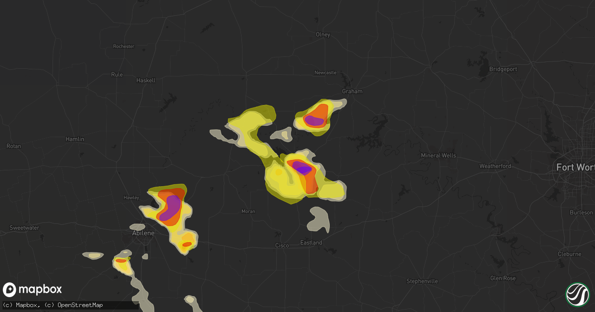 Hail map in Breckenridge, TX on May 13, 2022