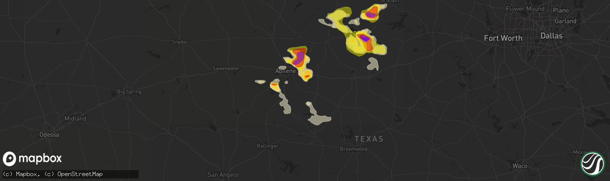 Hail map in Clyde, TX on May 13, 2022