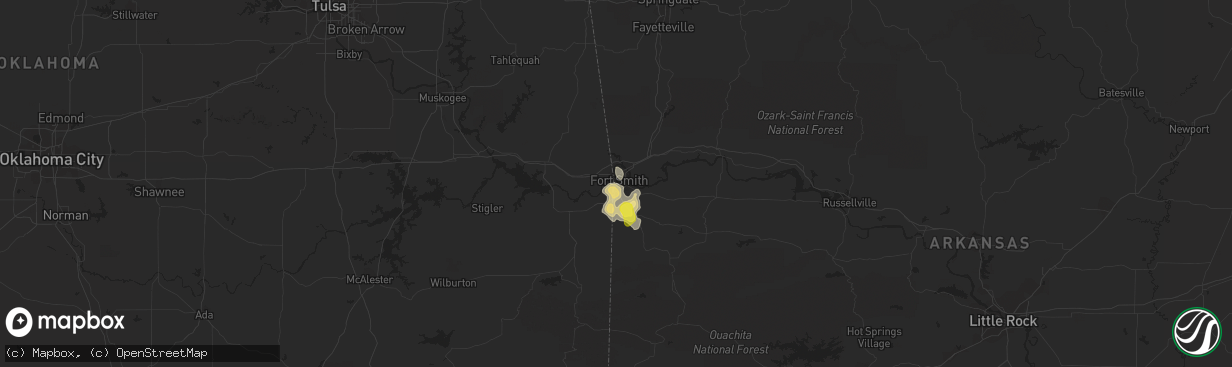 Hail map in Fort Smith, AR on May 13, 2022