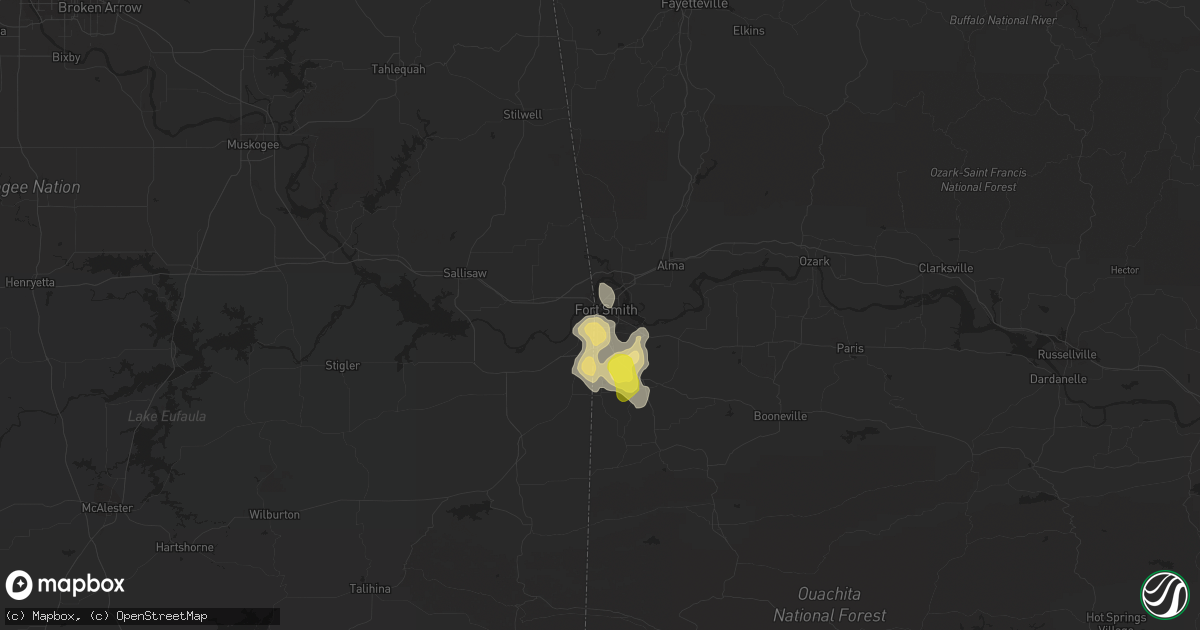 Hail map in Fort Smith, AR on May 13, 2022