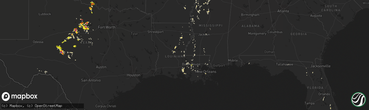 Hail map in Louisiana on May 13, 2022