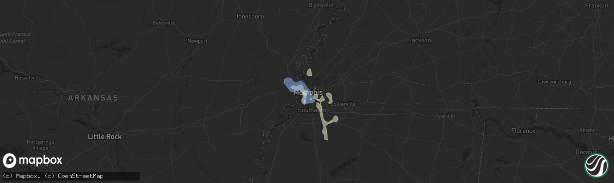 Hail map in Memphis, TN on May 13, 2022