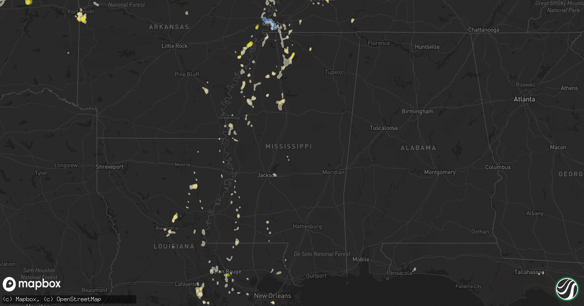 Hail map in Mississippi on May 13, 2022