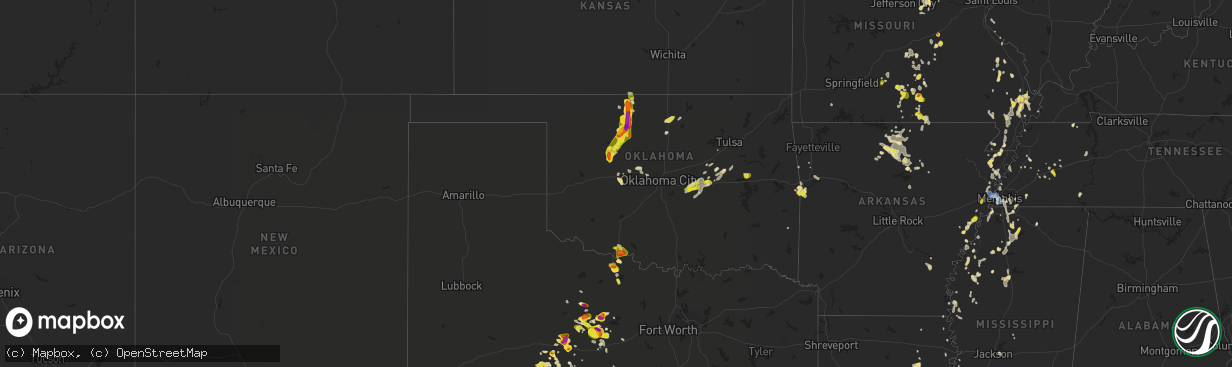 Hail map in Oklahoma on May 13, 2022